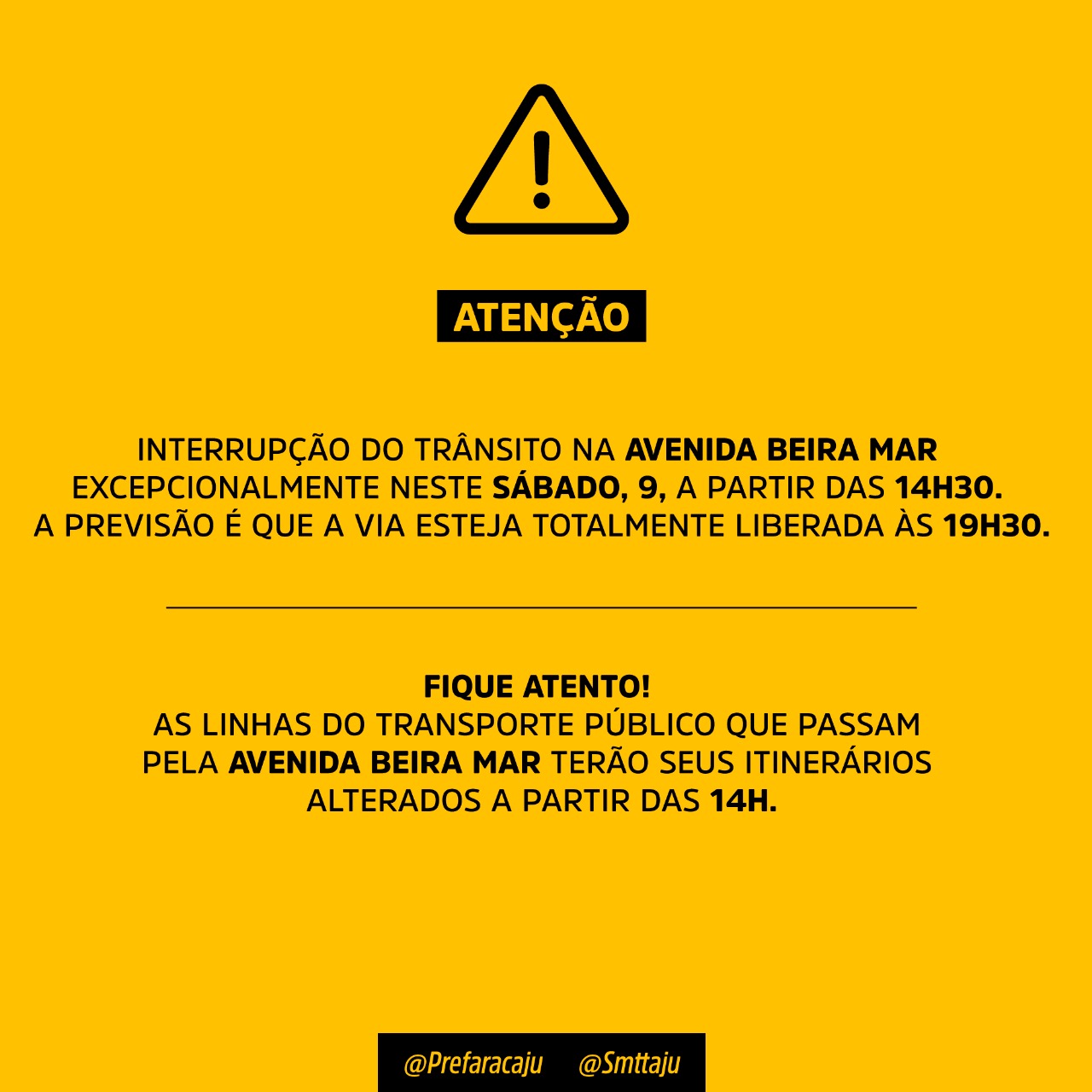 Devido à realização de bloco, trânsito na avenida Beira Mar será alterado na tarde do dia 9 - SMTT Aracaju